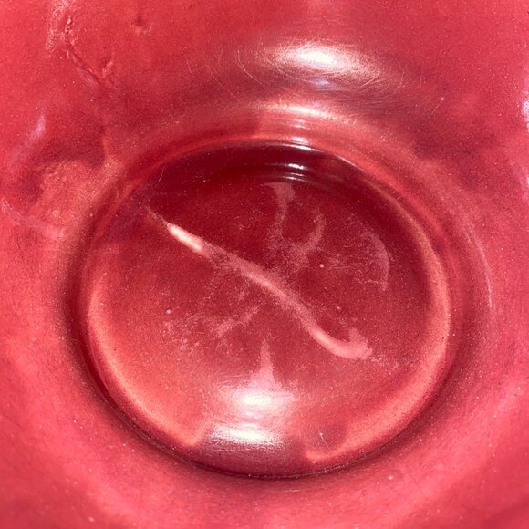 Vintage Retro Red Mauve Rose Cookson Pottery USA Pottery Bowl - Picture 3 of 4
